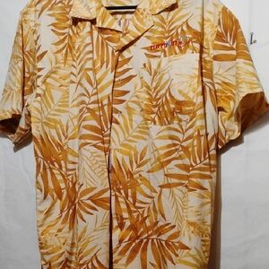 Men's Tropical Leaf Print Shirt - Cream and Brown